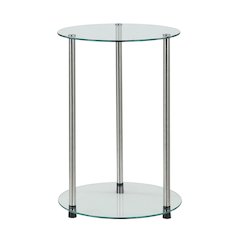 Contemporary Glass Side Table, Round, Chrome Legs, Easy Setup