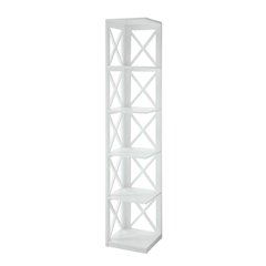 Corner Bookcase Crossed X Design with 5 Storage Shelves, Tall 63-inch Height