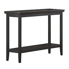 Hall Console Table with Raised Ledge Top, Solid Legs, Black Finish, 48-inch Wide