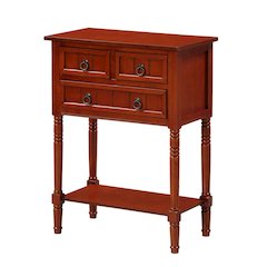 Entryway Hall Table, Cherry, 3 Drawers, 2 Shelves, Quick Setup