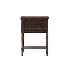 Entryway Hall Table, Espresso, 3 Drawers, 2 Shelves