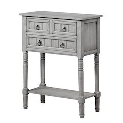 Entry Hall Table, Wirebrush Gray, 3 Drawers, 2 Shelves
