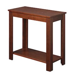 Chairside End Table, Mahogany, Bottom Shelf, Quick Setup