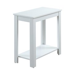 Slim Chairside Table, White, Bottom Shelf, Easy Setup
