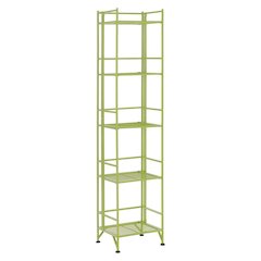 5 Tier Folding Shelf Green, Easy to Move and Store, Power-Coated Metal Frame