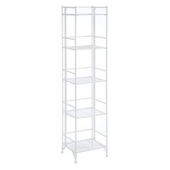 Folding Metal Shelf, White, 5 Tier, Storage, Easy Assembly