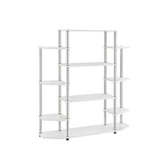 Wall Unit Bookshelf with 10 Tiers, White Finish, No Tools Required