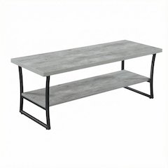 Faux Birch Coffee Table with Slate Gray Frame and Hollow Core Construction