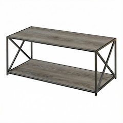 Weathered Gray Coffee Table with Particle Board Top and Sturdy Base Design