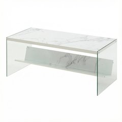 Glass Coffee Table with Shelf Contemporary Design and Durable Build