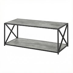 Faux Birch Coffee Table with Particle Board Top and Sturdy Frame Design
