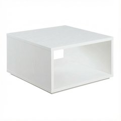 White Square Coffee Table with Honeycomb Particle Board Top and Sturdy Base