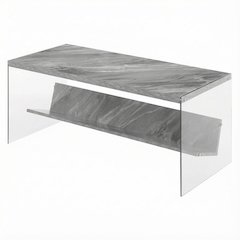 Glass Coffee Table with Shelf Contemporary Design and Sturdy Construction SKU
