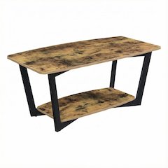 Barnwood Black Coffee Table with Shelf and Sturdy Frame for Living Room