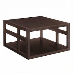 Square Coffee Table in Neutral Finish with Lower Shelf and Contemporary Design