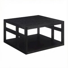 Square Contemporary Coffee Table with Open Shelf and Sturdy Design