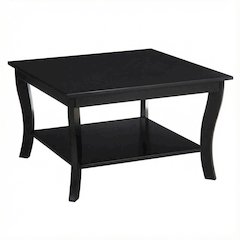 Black Square Coffee Table with MDF Top and Sturdy Frame for Living Room