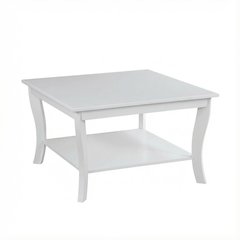 White Square Coffee Table with MDF Construction, Sturdy Design for Living Room