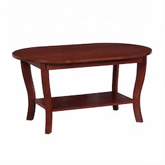 Oval Classic Coffee Table with Shelf and Sturdy Construction 25 lb Weight
