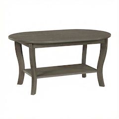 Oval Coffee Table Classic Design with Lower Shelf for Storage and Durability