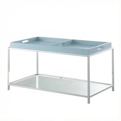 Sea Foam Coffee Table with Chrome Frame and Modern Style Accent