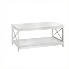 White MDF Coffee Table with Sturdy Frame and Smooth Finish for Living Room