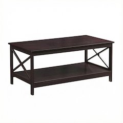 Espresso Coffee Table with MDF Construction and Sturdy Design for Living Room