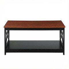 Cherry and Black Coffee Table with MDF Top and Sturdy Frame Compact Design