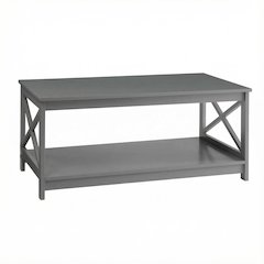 Coffee Table MDF with Shelf in Neutral Finish for Living Room Storage