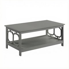 Coffee Table MDF in Neutral Finish with Lower Shelf Storage Surface