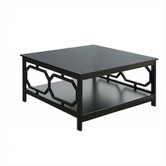 Black MDF Coffee Table Square Top with Sturdy Frame and Modern Design