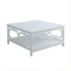 White MDF Coffee Table with Square Top and Sturdy Construction for Living Room