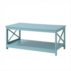 Sea Foam Blue Coffee Table with MDF Construction and Spacious Surface