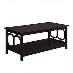 Espresso Coffee Table with Shelf Contemporary MDF Construction Modern Design