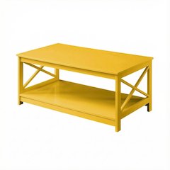 Yellow MDF Coffee Table with Sturdy Frame and Spacious Surface for Living Room
