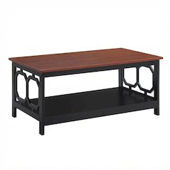Cherry Black Coffee Table with Shelf MDF Construction Contemporary Design