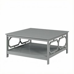 Gray MDF Coffee Table with Square Top and Sturdy Frame for Living Room