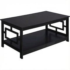 Black Coffee Table MDF with Storage Shelf and Multi-Finish Options