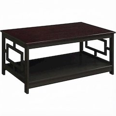 Espresso MDF Coffee Table with Shelf and Storage Space, Multi-Finish Options