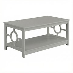 Gray Coffee Table with Round Particle Board Top and Melamine Finish