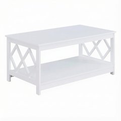 White Particle Board Coffee Table with Contemporary Design and Lightweight Build