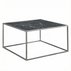 Black Faux Marble Coffee Table with Silver Legs MDF Top Stylish Design