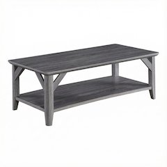 Gray Coffee Table with Shelf and Sturdy Frame for Living Room Storage Surface