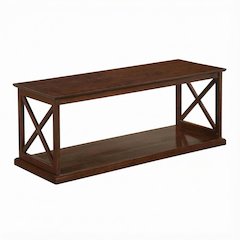Brown Wood Coffee Table with Shelf Storage and Sturdy Construction