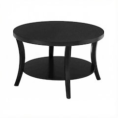 Round Classic Coffee Table with Shelf and Storage Space for Living Room