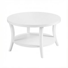 Round Coffee Table with Shelf Classic Design and Sturdy Construction