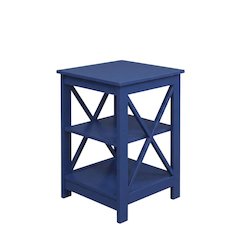 Cobalt Blue End Table with Shelves and Multi-Level Storage for Living Room