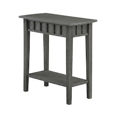 Dark Gray End Table with Shelf and Wirebrush Finish
