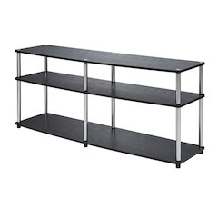Black 3-Tier TV Stand with Particle Board and Metal Support