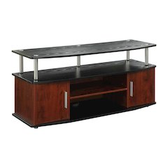 Cherry/Black TV Stand with Cabinets and Shelves for 55-Inch TVs